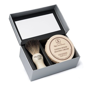 Taylor of Old Bond Street Shaving Brush & SandalwoodCream Set - Click to Enlarge